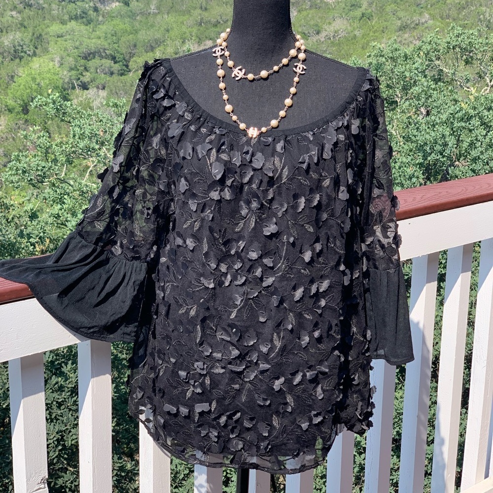 Alfani Black 3D Floral Appliqué